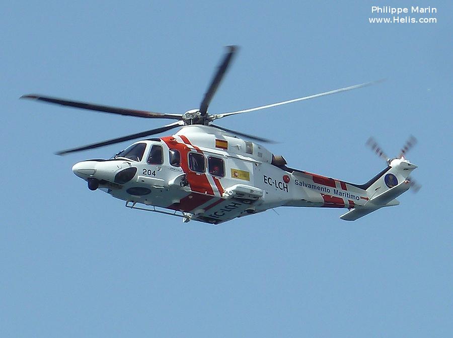 Helicopter AgustaWestland AW139 Serial 31257 Register EC-LCH used by Salvamento Maritimo SASEMAR (Maritime Safety Agency). Built 2009. Aircraft history and location