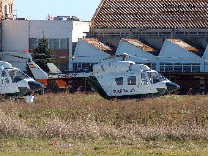 Helicopter MBB Bk117A-1 Serial 7029 Register HU.22-01 used by Guardia Civil (Spanish Civil Guard (Military Police)). Aircraft history and location