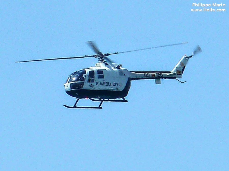 Helicopter MBB Bo105 Serial S-517 Register HU.15-67 HR.15-67 used by Guardia Civil (Spanish Civil Guard (Military Police)) ,Fuerzas Aeromóviles del Ejército de Tierra FAMET (Spanish Army Aviation). Aircraft history and location
