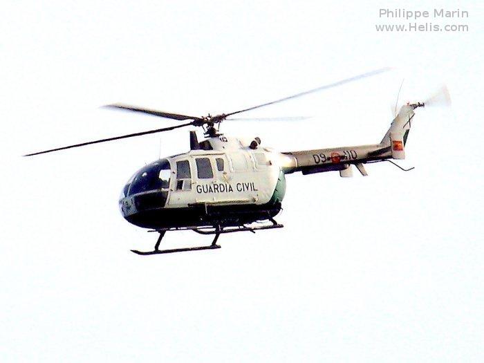 Helicopter MBB Bo105 Serial S-565 Register HU.15-80 used by Guardia Civil (Spanish Civil Guard (Military Police)). Aircraft history and location