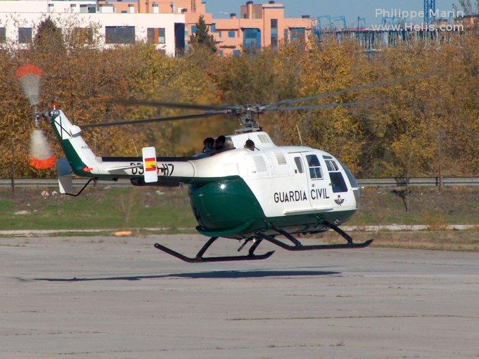 Helicopter MBB Bo105CBS-2 Serial S-748 Register HU.15-89 used by Guardia Civil (Spanish Civil Guard (Military Police)). Aircraft history and location