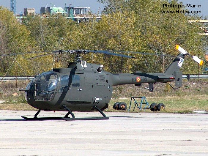 Helicopter MBB Bo105 Serial S-494 Register HA.15-40 used by Fuerzas Aeromóviles del Ejército de Tierra FAMET (Spanish Army Aviation). Built 1980. Aircraft history and location