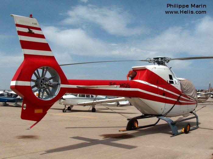 Helicopter Eurocopter EC120B Serial 1145 Register EC-HQS F-WQDG used by Eurocopter France. Built 2000. Aircraft history and location