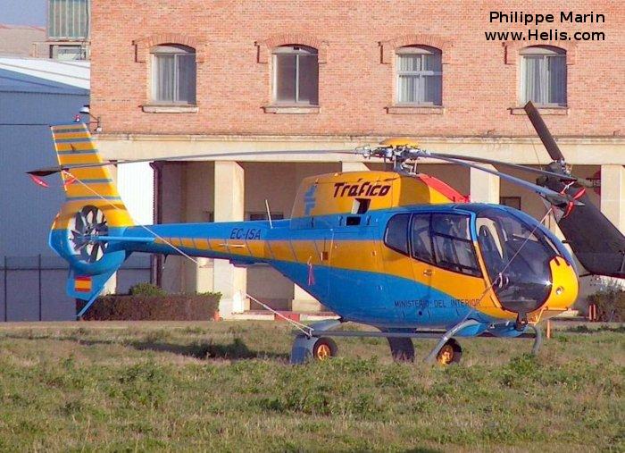 Helicopter Eurocopter EC120B Serial 1330 Register EC-ISA used by Direccion General de Trafico DGT (Traffic Police Directorate ). Aircraft history and location