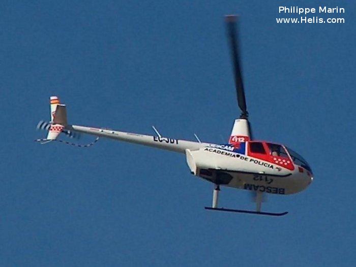 Helicopter Robinson R44 Raven Serial 1446 Register EC-JDT used by Intercopters. Built 2004. Aircraft history and location