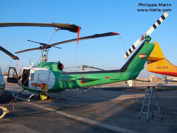 Helicopter Bell UH-1D Iroquois Serial 5265 Register N353RC SE-JOK EC-GIU N12UH 66-00782 used by TRAGSA (Empresa de Transformacion Agraria SA) ,US Helicopters Inc ,US Army Aviation Army. Built 1966. Aircraft history and location