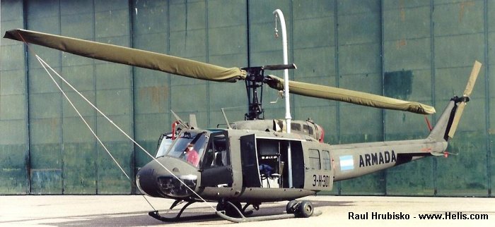 Helicopter Bell UH-1H Iroquois Serial 12221 Register AE-493 0873 69-15933 used by Aviacion de Ejercito Argentino EA (Argentine Army Aviation) ,Comando de Aviacion Naval Argentina COAN (Argentine Navy) ,US Army Aviation Army. Aircraft history and location