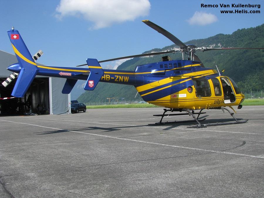 Helicopter Bell 407GX Serial 54410 Register HB-ZNW. Built 2013. Aircraft history and location