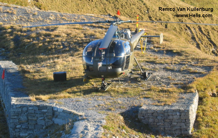Helicopter F+W Emmen SA316B Alouette III Serial 144/1090 Register V-268 used by Schweizer Luftwaffe (Swiss Air Force). Aircraft history and location