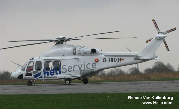 Helicopter AgustaWestland AW139 Serial 31704 Register G-NHVC D-HHXH used by NHV Helicopters Ltd NHV UK ,LCI Aviation (Lease Corporation International) ,Wiking Helikopter Service GmbH ,HeliService International GmbH. Built 2015. Aircraft history and location