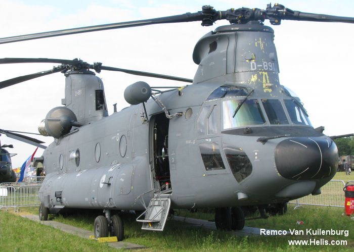 Helicopter Boeing CH-47F Chinook Serial M.8891 Register D-891 N1074E used by Unical Defense Inc ,Koninklijke Luchtmacht RNLAF (Royal Netherlands Air Force) ,Boeing Helicopters. Built 2007. Aircraft history and location