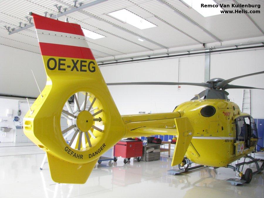 Helicopter Eurocopter EC135T1 Serial 0128 Register OE-XEG used by ÖAMTC Christophorus 17 ,Christophorus 6. Built 1999. Aircraft history and location