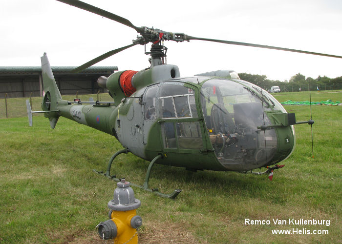 Helicopter Aerospatiale SA341B Gazelle AH.1 Serial 1645 Register XZ327 used by Army Air Corps AAC (British Army). Built 1977. Aircraft history and location