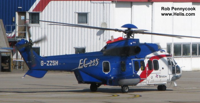 Helicopter Eurocopter EC225LP Serial 2723 Register N2723C VH-ZFH G-ZZSH used by State of Utah ,Bristow Australia AUSBU ,Bristow. Built 2009. Aircraft history and location