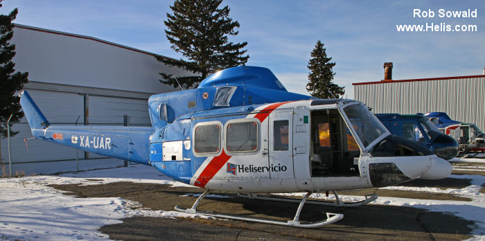 Helicopter Bell 412HP Serial 36051 Register XA-UAR D-HHYY used by Heliservicio ,Gobierno de Mexico CFE (Federal Electricity Commission) ,HDM Flugservice. Aircraft history and location