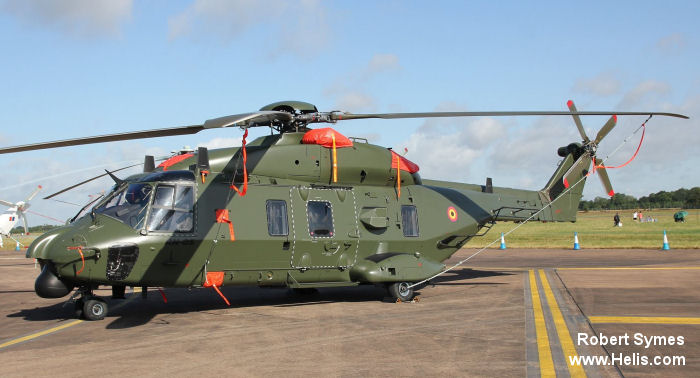 Helicopter NH Industries NH90 TTH Serial 1257 Register RN05 F-ZWBE used by Force Aérienne Belge (Belgian Air Force) ,Eurocopter France. Built 2012. Aircraft history and location