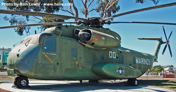Helicopter Sikorsky CH-53A Sea Stallion Serial 65-075 Register 153304 used by US Marine Corps USMC. Built 1967. Aircraft history and location