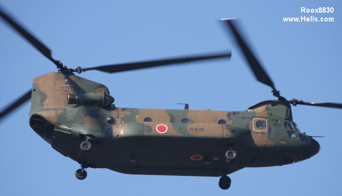 Helicopter Kawasaki CH-47JA Serial 5051 Register 52952 used by Japan Ground Self-Defense Force JGSDF (Japanese Army). Aircraft history and location