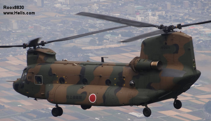 Helicopter Kawasaki CH-47JA Serial 5081 Register 52971 used by Japan Ground Self-Defense Force JGSDF (Japanese Army). Aircraft history and location