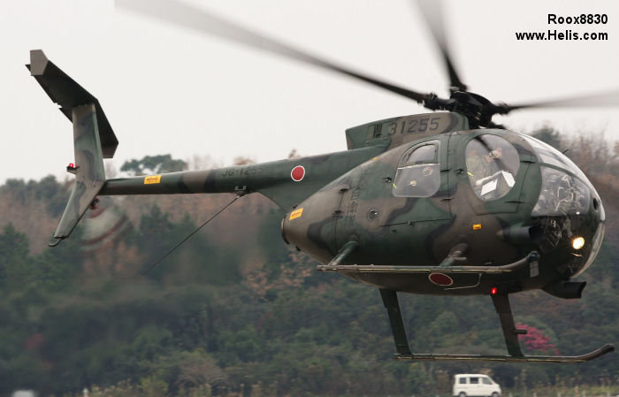 Helicopter Kawasaki OH-6D Serial 6565 Register 31255 used by Japan Ground Self-Defense Force JGSDF (Japanese Army). Aircraft history and location