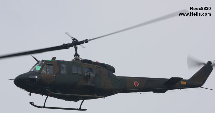 Helicopter Fuji  UH-1J Serial 1J125 Register 41925 used by Japan Ground Self-Defense Force JGSDF (Japanese Army). Aircraft history and location