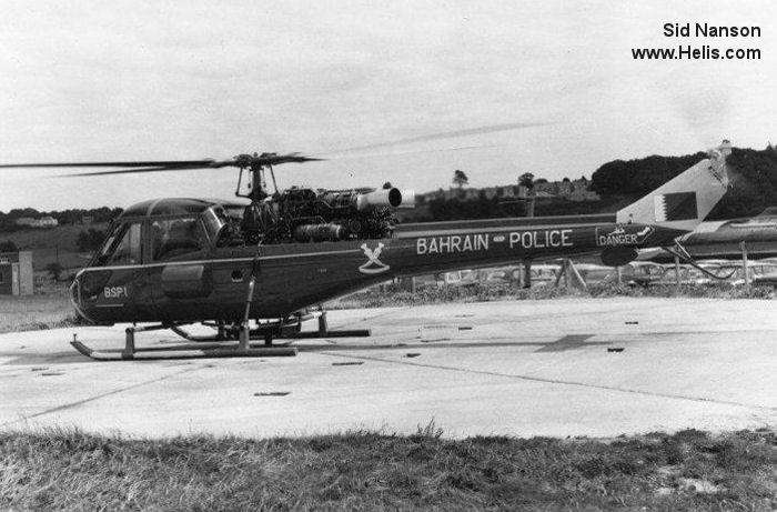 Helicopter Westland Scout Serial f.9619 Register GT BSP-1 used by Suid-Afrikaanse Lugmag SAAF (South African Air Force) ,Bahrain Police. Built 1965. Aircraft history and location