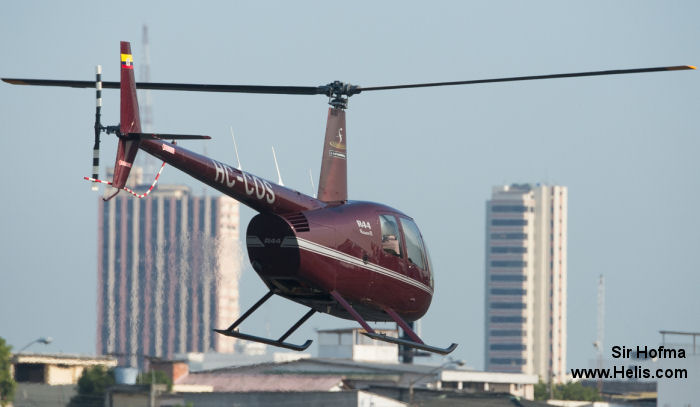 Helicopter Robinson R44 Raven II Serial 13518 Register HC-COS. Aircraft history and location