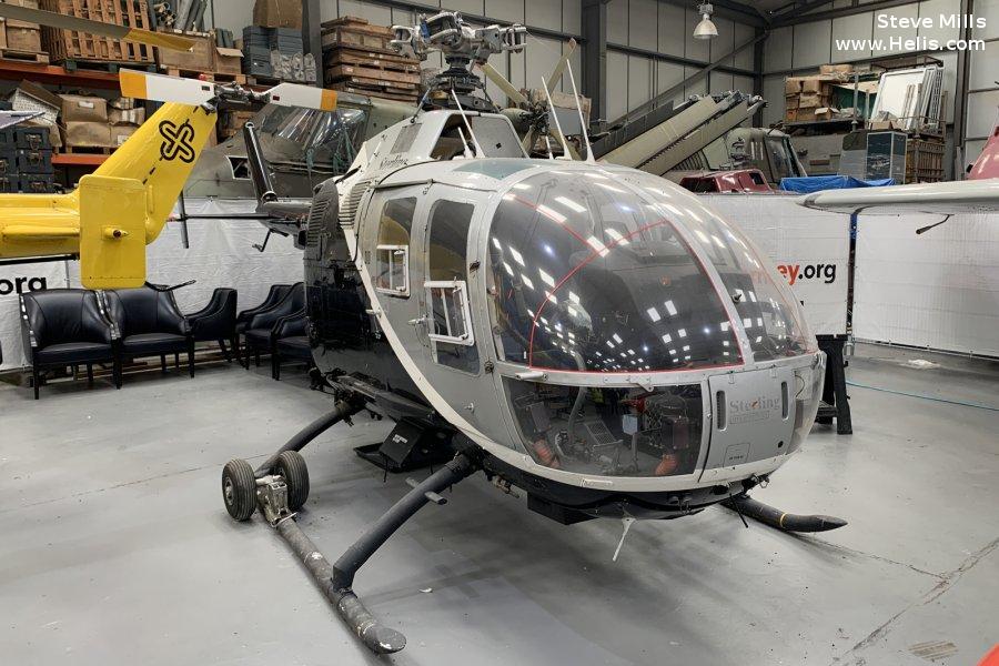 Helicopter MBB Bo105CB-2 Serial S-321 Register G-BFYA D-HJET used by UK Police Forces ,UK Air Ambulances EAAA (East Anglian Air Ambulance) ,Sterling Helicopters ,Veritair. Built 1977. Aircraft history and location