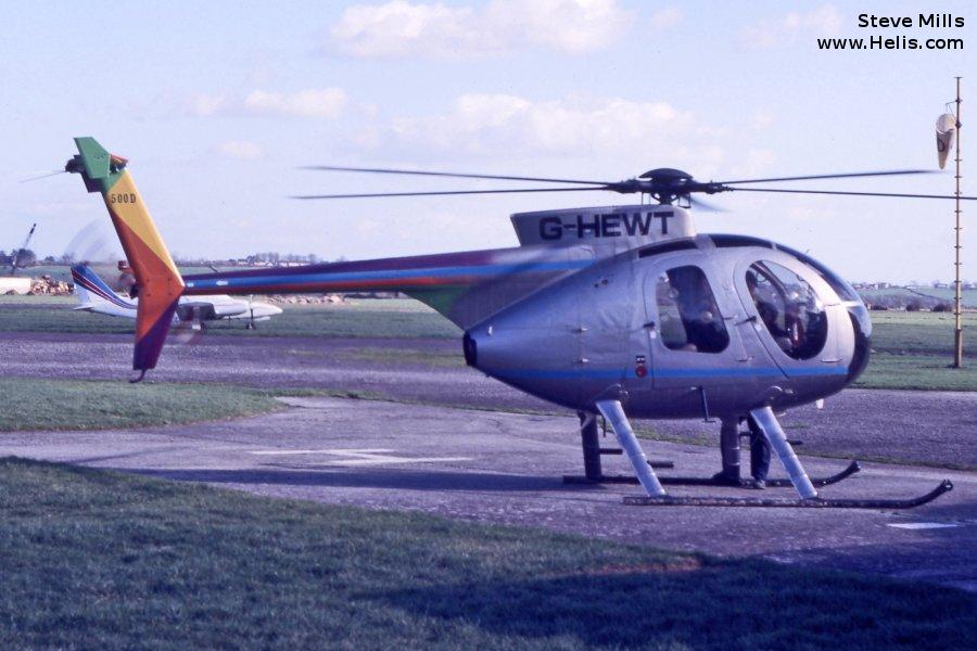 Helicopter Hughes 369D / 500D Serial 50-0702D Register OH-HWH CS-HCU D-HSUR G-HEWT N80BF used by Heliwest Oy. Built 1980. Aircraft history and location