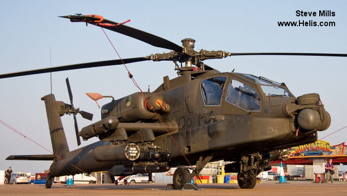 Helicopter Boeing AH-64D Apache Serial DN016 Register Q-16 used by Koninklijke Luchtmacht RNLAF (Royal Netherlands Air Force). Aircraft history and location