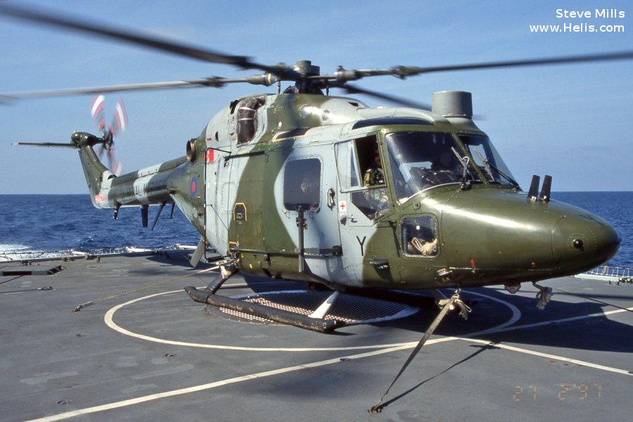Helicopter Westland Lynx AH1 Serial 149 Register XZ605 used by Army Air Corps AAC (British Army) ,Royal Marines RM. Built 1979 Converted to Lynx AH7. Aircraft history and location
