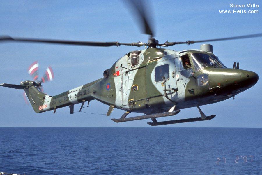 Helicopter Westland Lynx AH1 Serial 149 Register XZ605 used by Army Air Corps AAC (British Army) ,Royal Marines RM. Built 1979 Converted to Lynx AH7. Aircraft history and location