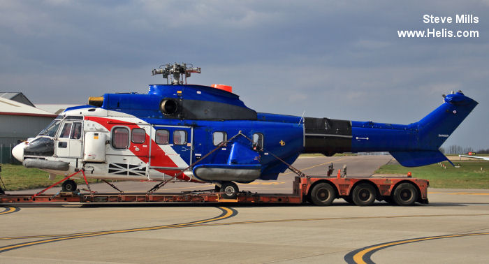 Helicopter Aerospatiale AS332L Super Puma Serial 2028 Register G-TIGE used by Airbus Helicopters UK ,Bristow. Built 1982. Aircraft history and location