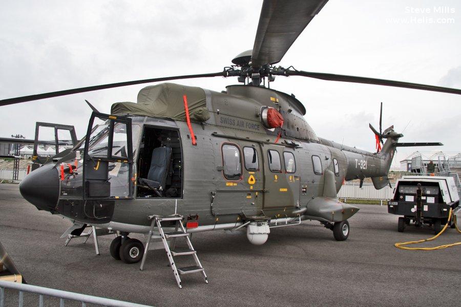 Helicopter Aerospatiale AS332M1 Super Puma Serial 2353 Register T-321 used by Schweizer Luftwaffe (Swiss Air Force). Built 1993. Aircraft history and location