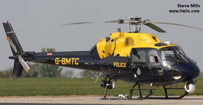 Helicopter Aerospatiale AS355F Ecureuil 2 Serial 5302 Register G-BMTC G-EPOL G-SASU G-BSSM G-BKUK used by UK Police Forces ,McAlpine Helicopters ,Sterling Helicopters. Built 1983. Aircraft history and location