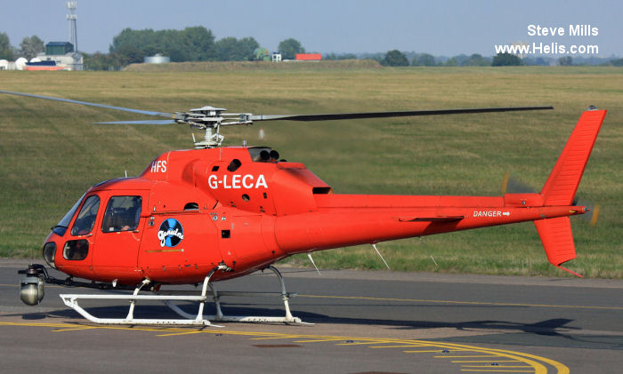 Helicopter Aerospatiale AS355E TwinStar Serial 5043 Register G-LECA G-BNBK C-GBKH used by Western Power Distribution WPD ,McAlpine Helicopters. Built 1981. Aircraft history and location