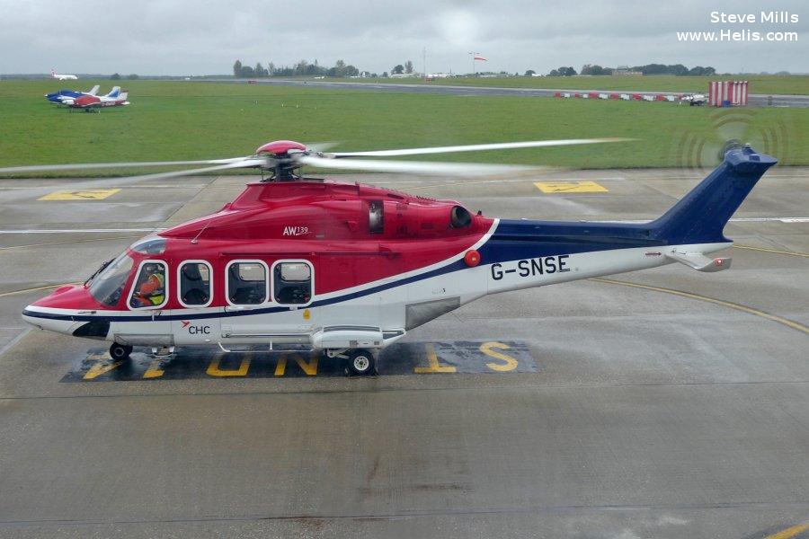 Helicopter AgustaWestland AW139 Serial 31561 Register PR-CGP G-SNSE used by CHC do Brasil BHS (BHS Taxi Aereo) ,CHC Scotia. Built 2014. Aircraft history and location