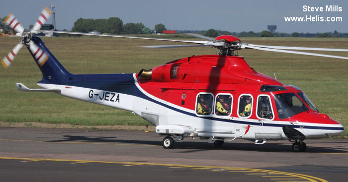 Helicopter AgustaWestland AW139 Serial 31255 Register F-WTBC G-JEZA used by CHC Scotia. Built 2009. Aircraft history and location