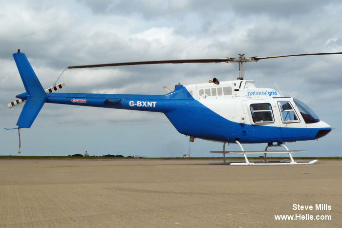 Helicopter Bell 206B-3 Jet Ranger Serial 2398 Register G-SYDH G-BXNT N94CA N43EA N123AL used by National Grid ,Aerospeed Ltd ,Sterling Helicopters ,Edwards & Associates, Inc ,Air Logistics. Built 1977. Aircraft history and location