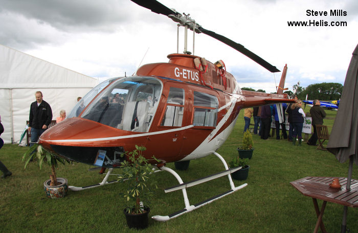 Helicopter Bell 206B-2 Jet Ranger Serial 1129 Register G-ETUS G-JBHH G-SCOO G-CORC G-CJHI G-BBFB used by Hanson plc Group. Built 1973. Aircraft history and location