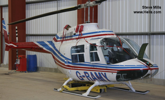 Helicopter Bell 206B-2 Jet Ranger Serial 1401 Register G-RAMY N59554. Built 1974. Aircraft history and location