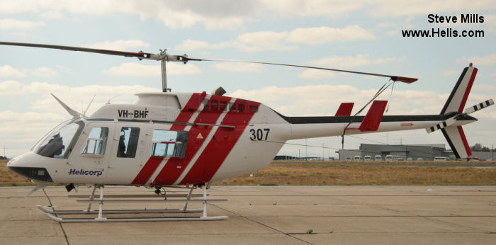 Helicopter Bell 206L-1 Long Ranger Serial 45164 Register VH-BHF used by Toll Group ,Helicorp Pty Ltd. Built 1979. Aircraft history and location