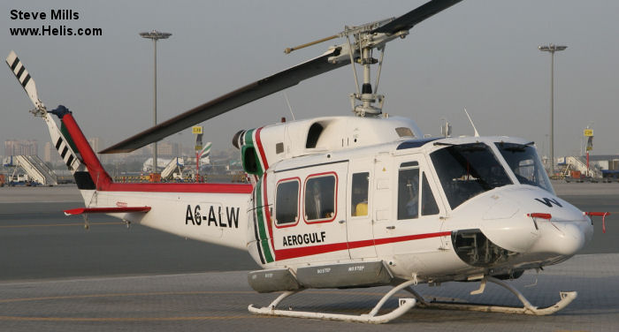 Helicopter Bell 212 Serial 35065 Register A6-ALW used by Aerogulf  (Aerogulf). Aircraft history and location
