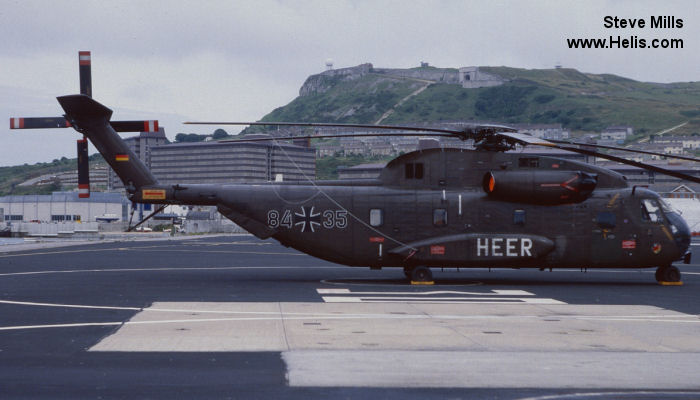 Helicopter VFW CH-53G Serial V65-033 Register 84+35 used by Luftwaffe (German Air Force) ,Heeresflieger (German Army Aviation). Aircraft history and location