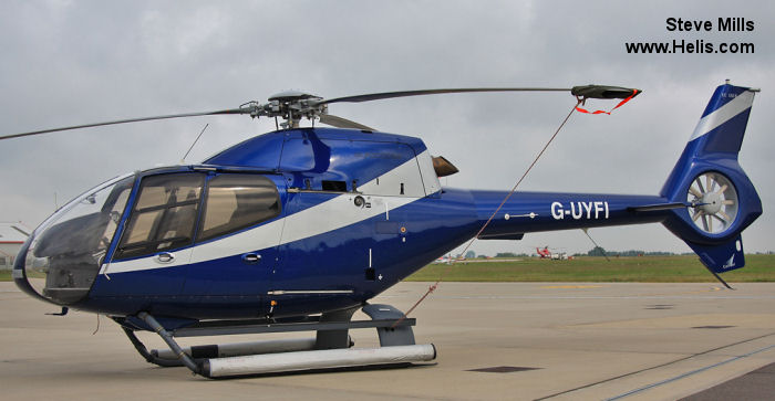 Helicopter Eurocopter EC120B Serial 1565 Register G-IAGL G-UYFI SX-HVR. Built 2008. Aircraft history and location