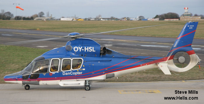 Helicopter Eurocopter EC155B1 Serial 6658 Register PH-HHM G-CKVB OY-HSL used by Heli Holland ,Macquarie Rotorcraft ,Waypoint Leasing ,DanCopter. Built 2003. Aircraft history and location