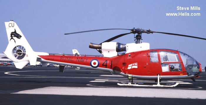 Helicopter Aerospatiale SA341C Gazelle HT.2 Serial 1150 Register G-BZDV 3D-HXL XW884 used by MW Helicopters ,Fleet Air Arm RN (Royal Navy). Built 1973. Aircraft history and location