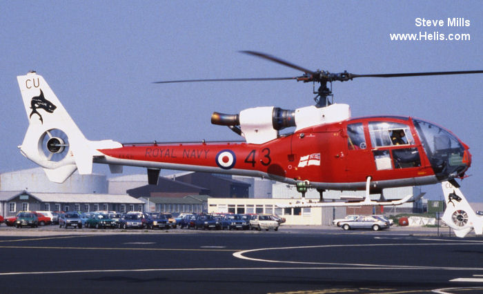 Helicopter Aerospatiale SA341C Gazelle HT.2 Serial 1382 Register XX431 used by Fleet Air Arm RN (Royal Navy). Built 1975. Aircraft history and location