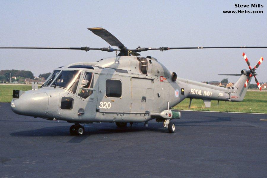 Helicopter Westland Lynx  HAS2 Serial 117 Register XZ691 used by Fleet Air Arm RN (Royal Navy). Built 1979. Aircraft history and location