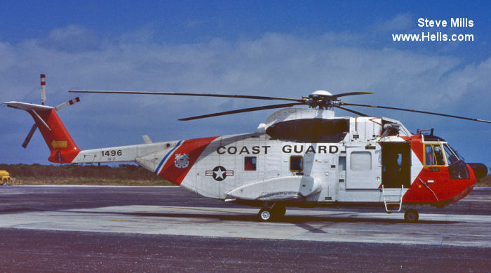 Helicopter Sikorsky HH-3F Pelican Serial 61-673 Register 1496 used by US Coast Guard USCG. Aircraft history and location